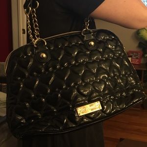 Betsy Johnson black heart quilted purse
